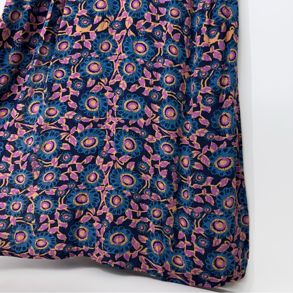 Natural Life Blue Purple Orange Dark Floral Long Sleeve Maxi Dress Nwt Size XL - Picture 14 of 16
